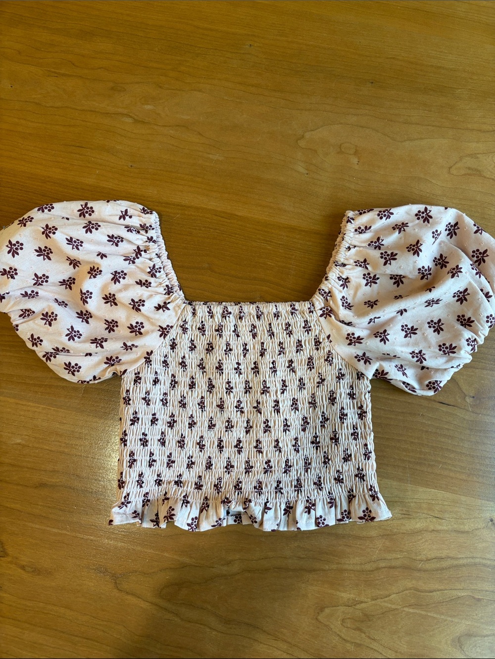 Rylee + Cru Pink Floral Puff-Sleeve Smocked Top